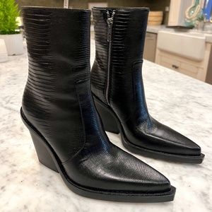 PARIS TEXAS Rodeo Leather Western Ankle Boots Black Size 36.5